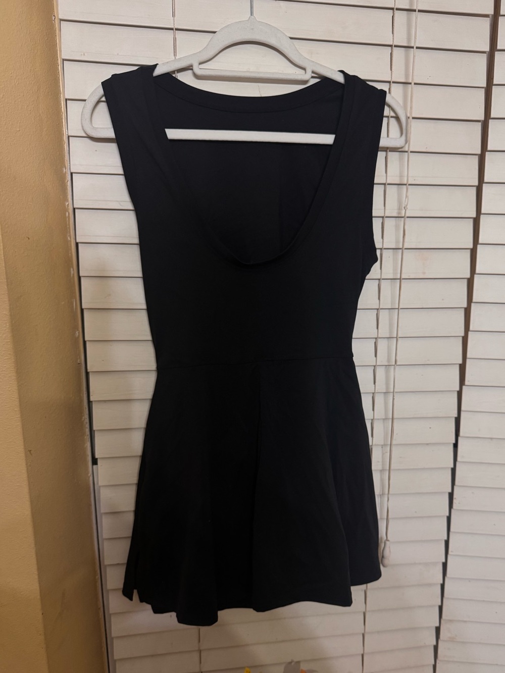 Classic Black Sleeveless Open Back Front Tie Skirt Romper